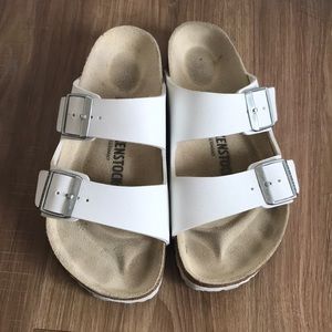 Birkenstock white sandals slip on shoes size 8
